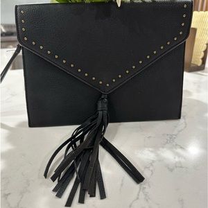 Carlos Santana black studded envelope clutch